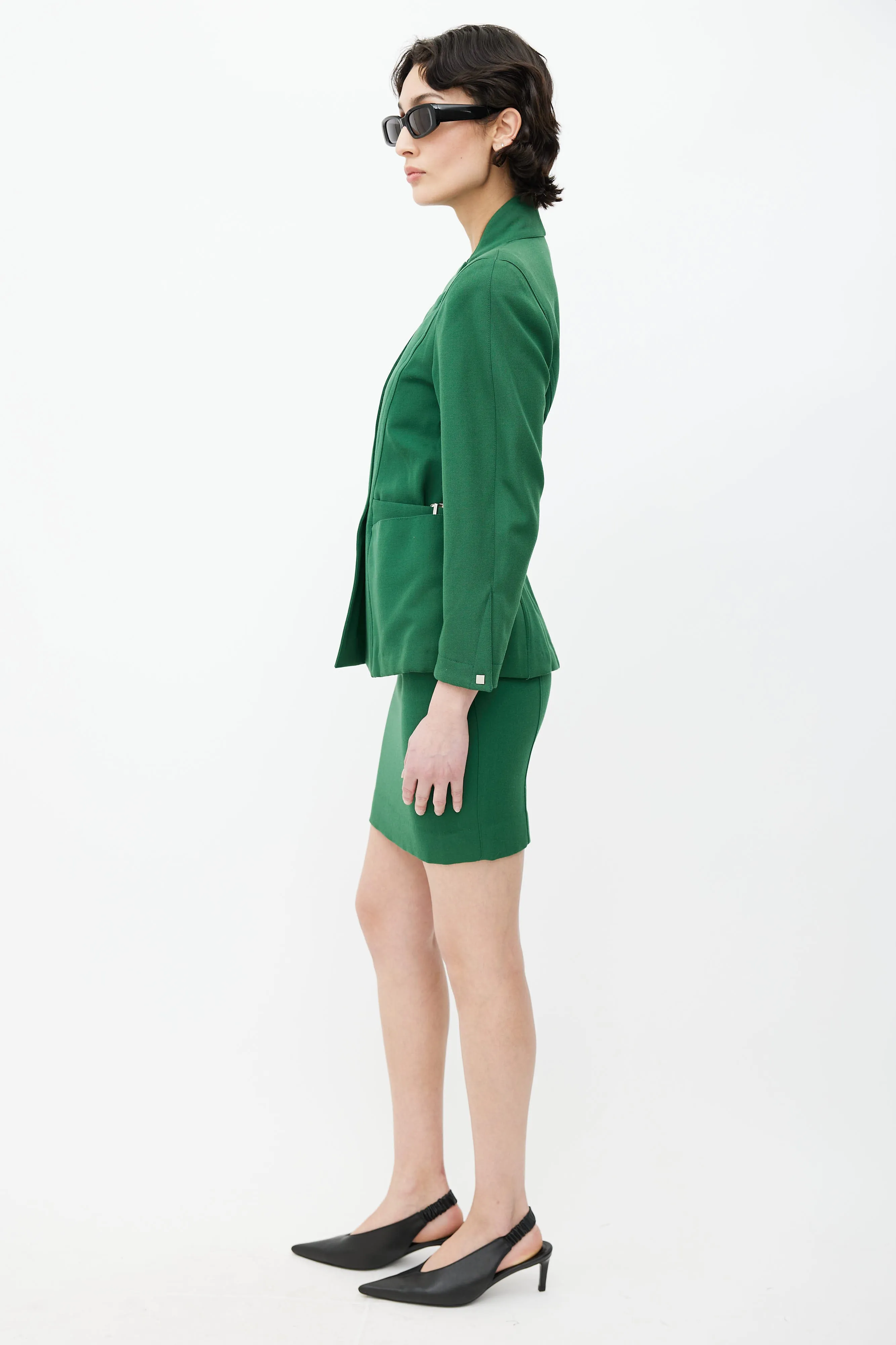 1980s Green Blazer & Skirt Suit