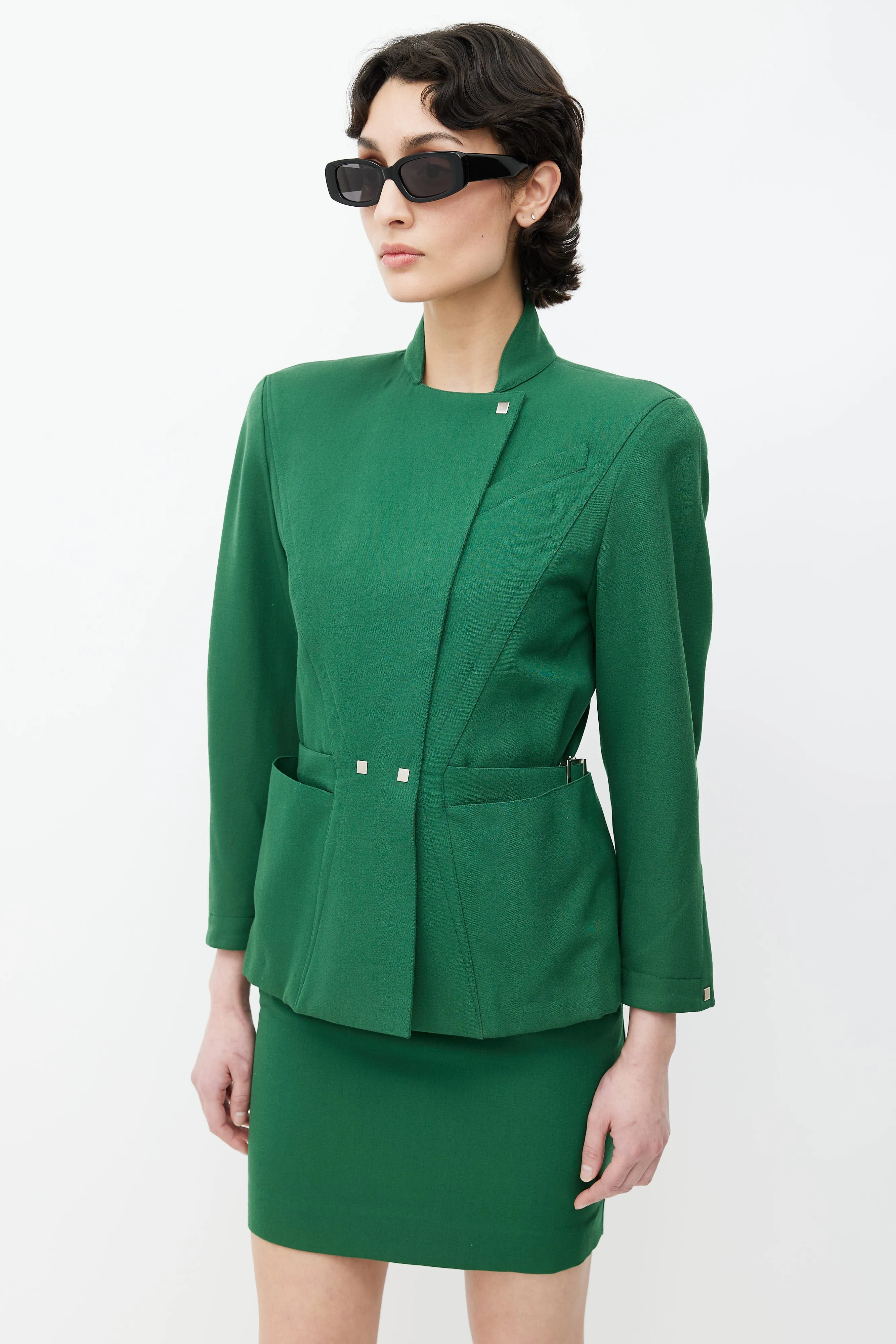 1980s Green Blazer & Skirt Suit