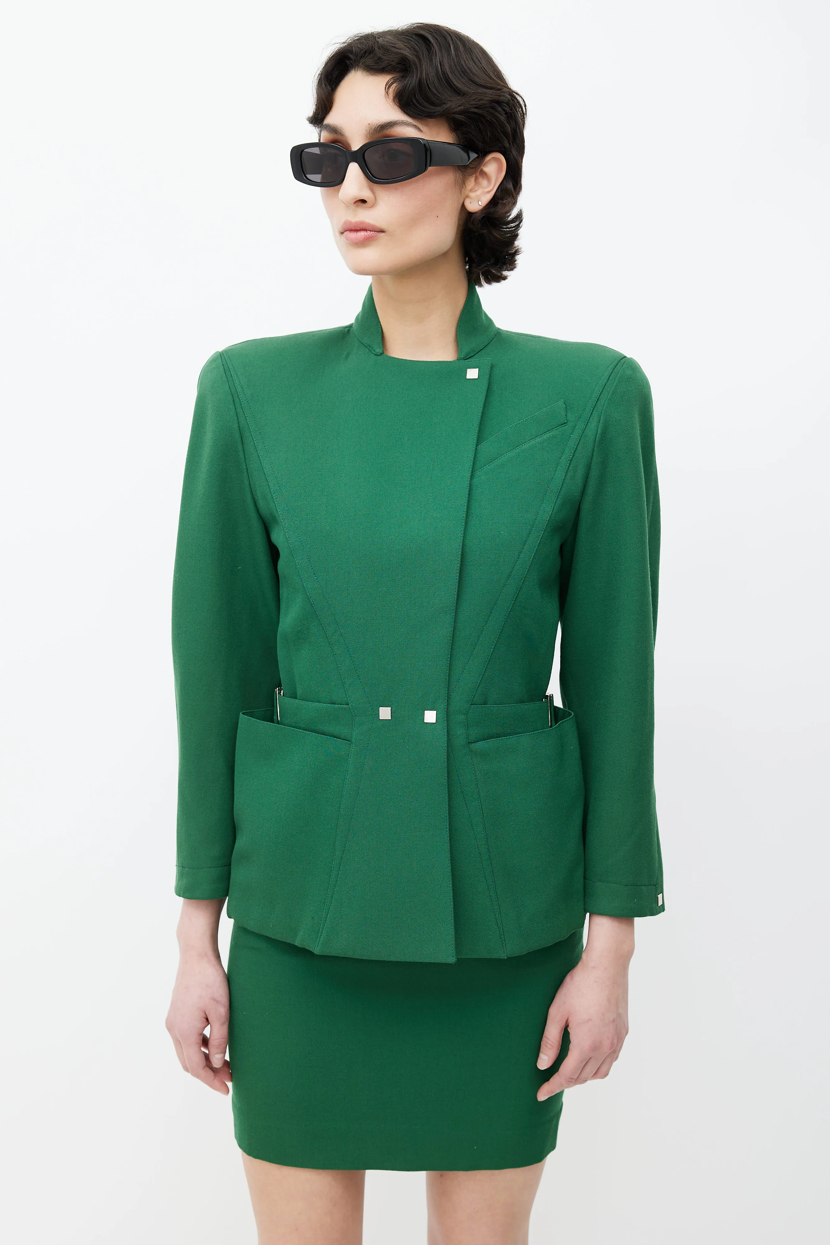 1980s Green Blazer & Skirt Suit