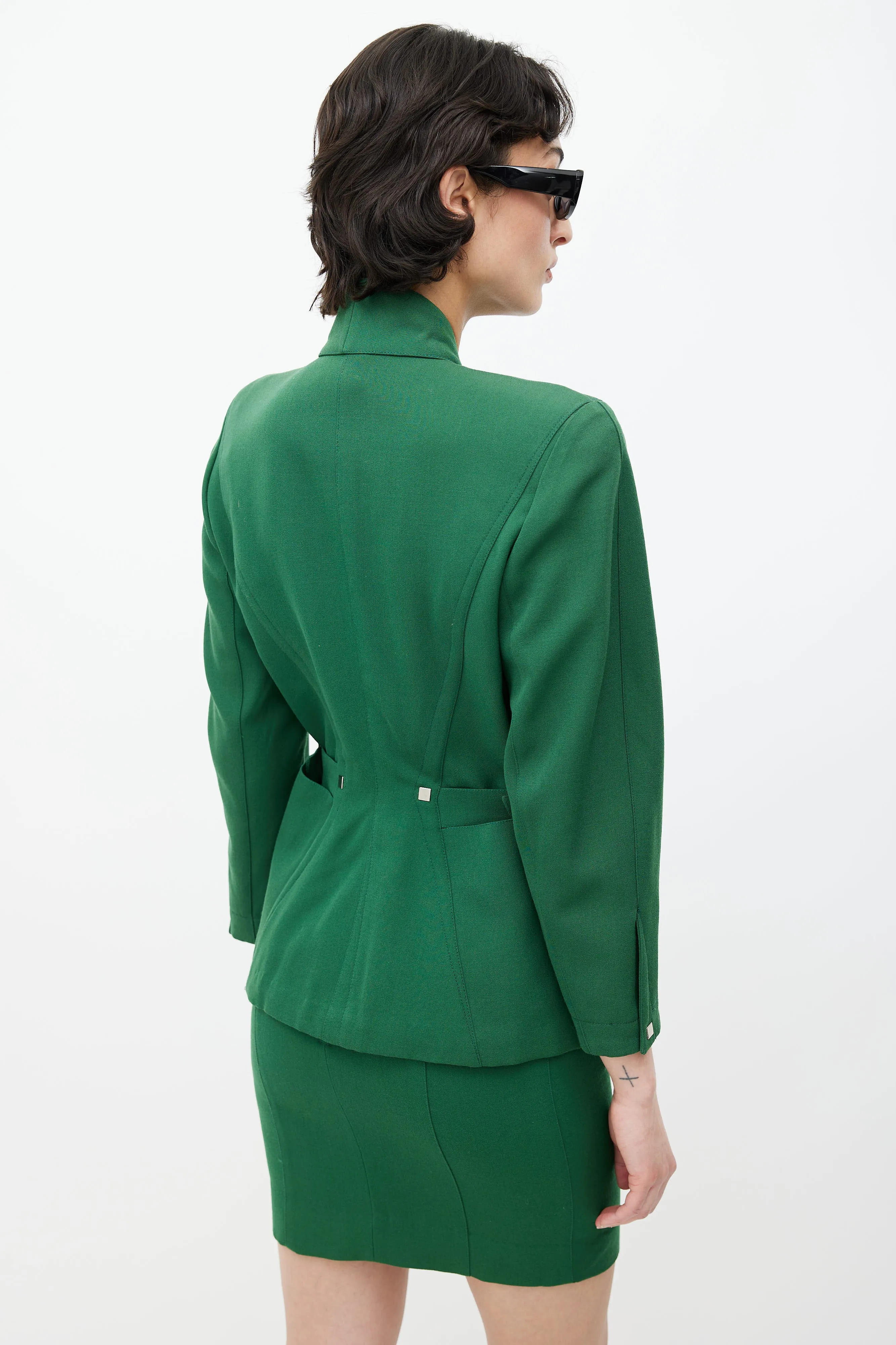 1980s Green Blazer & Skirt Suit