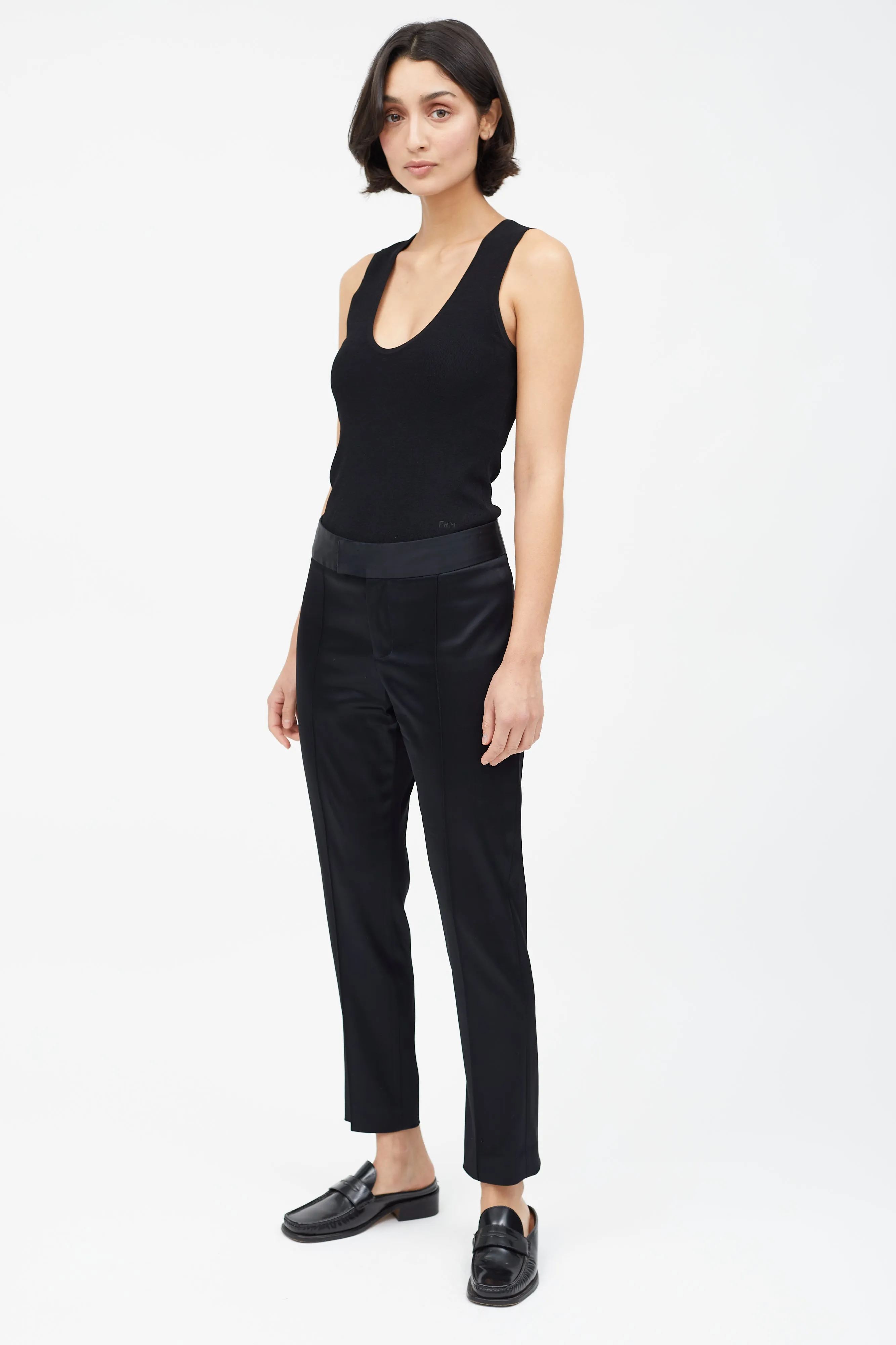 Black Satin & Gold Button Suit