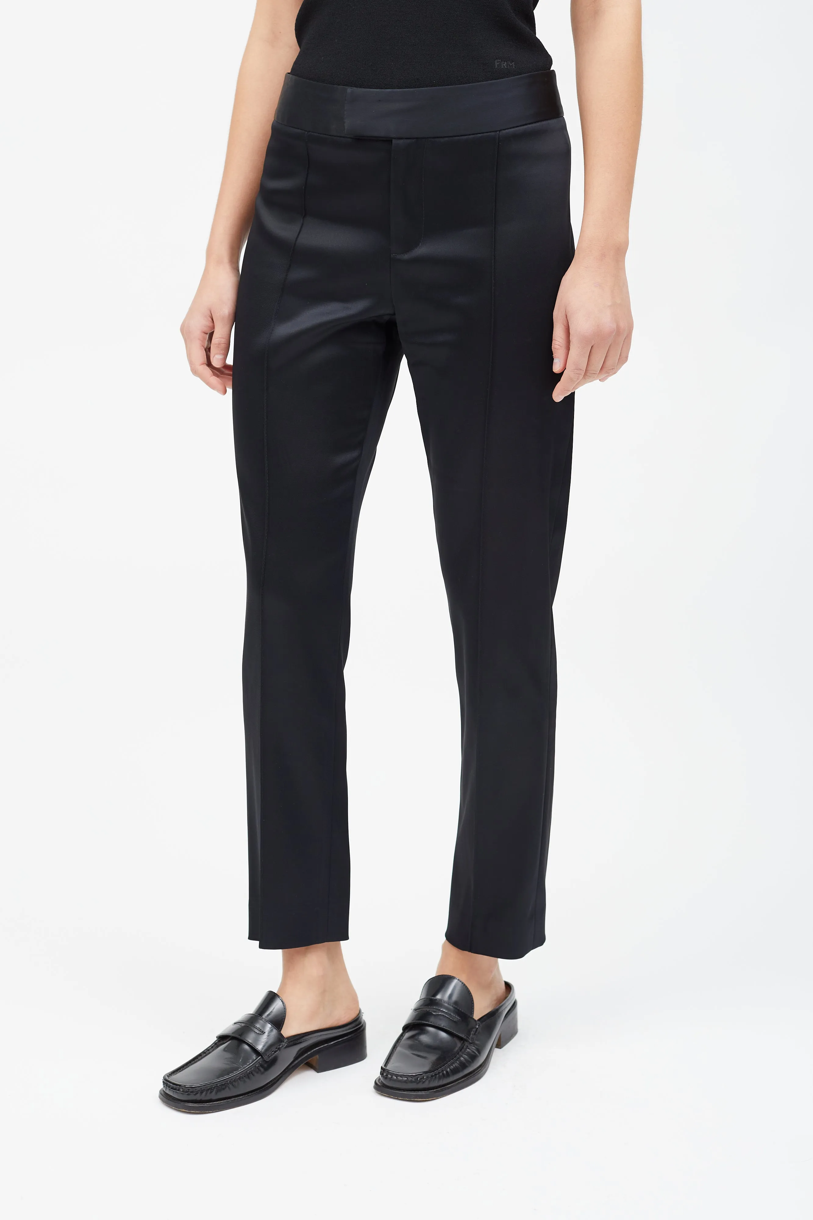 Black Satin & Gold Button Suit