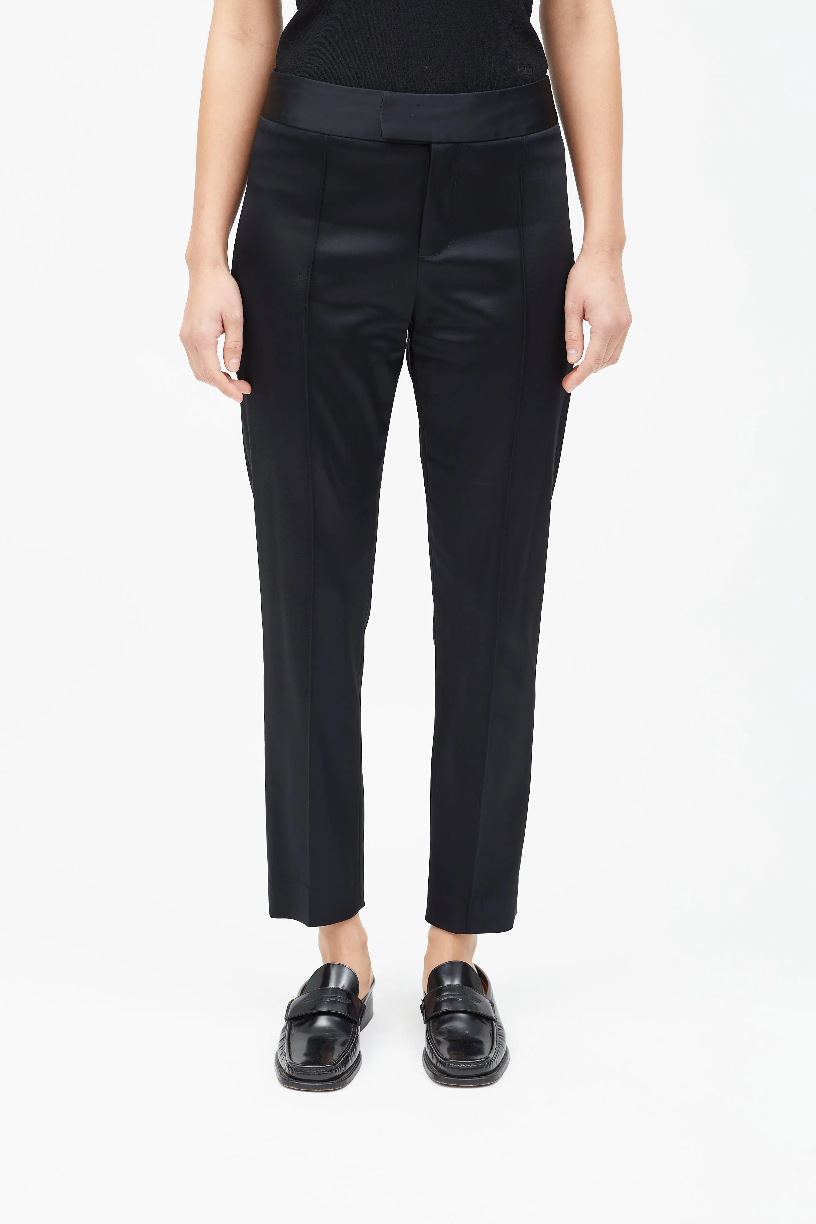 Black Satin & Gold Button Suit