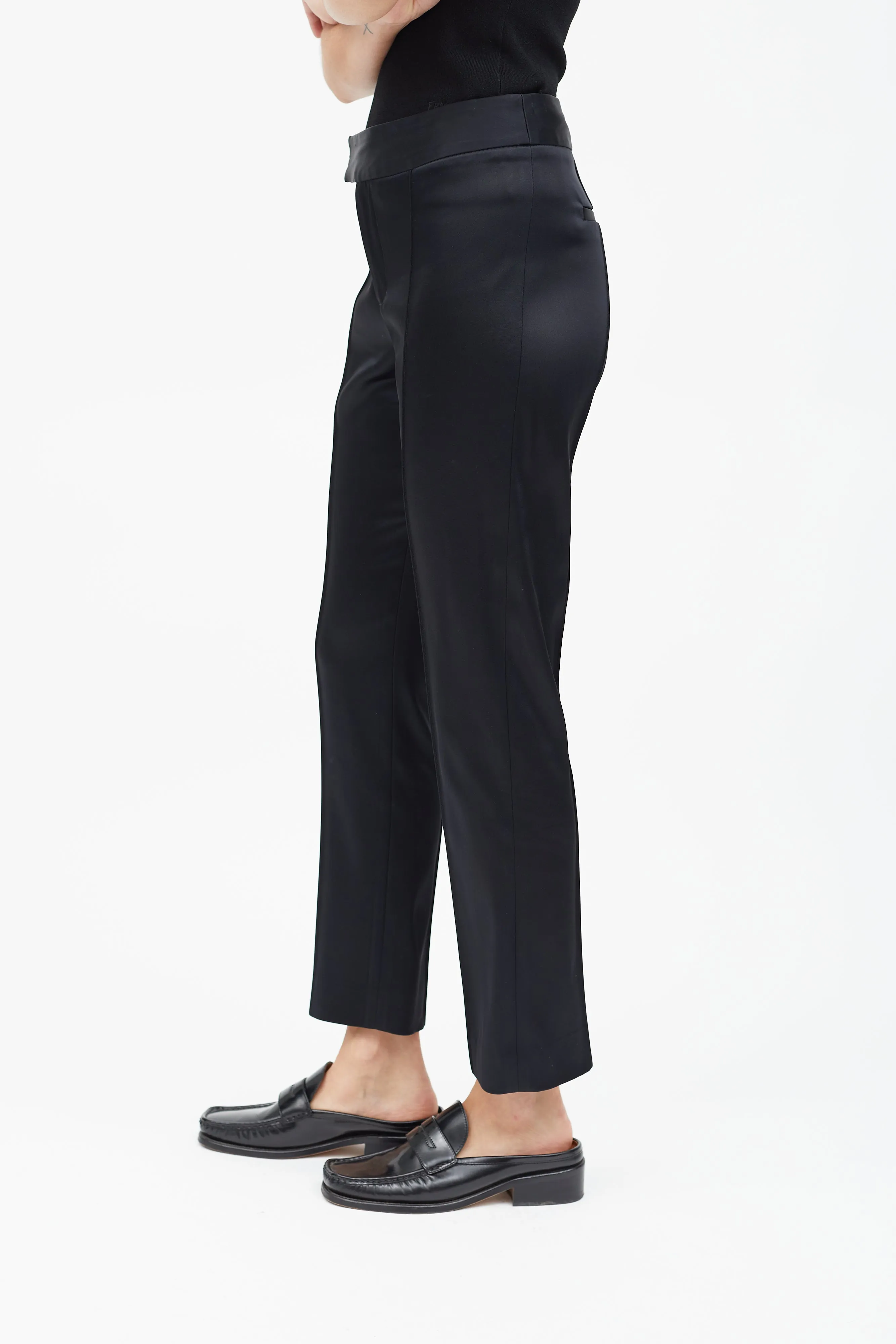 Black Satin & Gold Button Suit