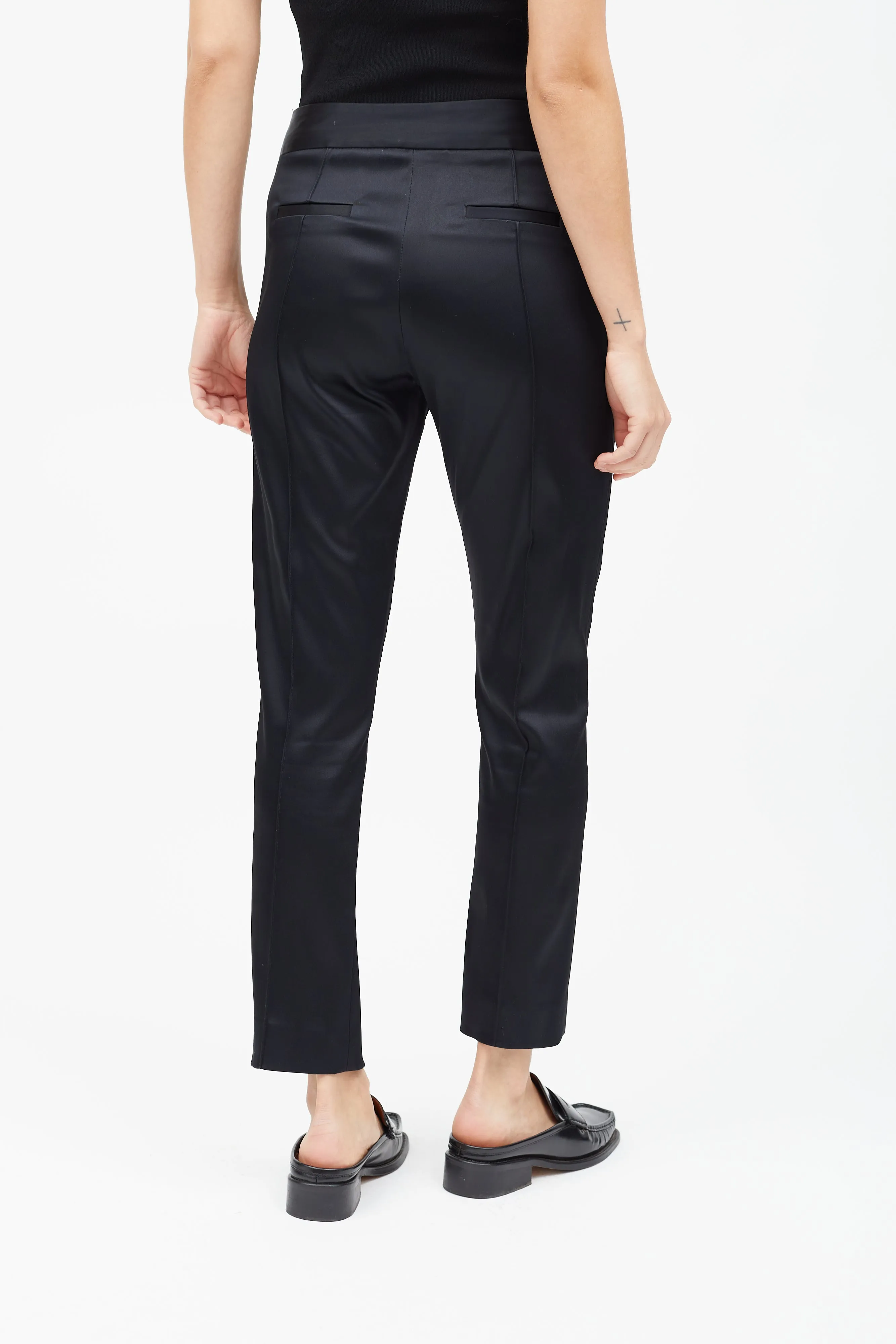 Black Satin & Gold Button Suit