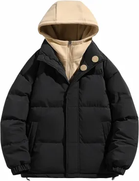 Jackets for Men Lightweight Puffer Jacket with Pockets Hooded Packable Down Jacket Warm Full Zip Winter Coats