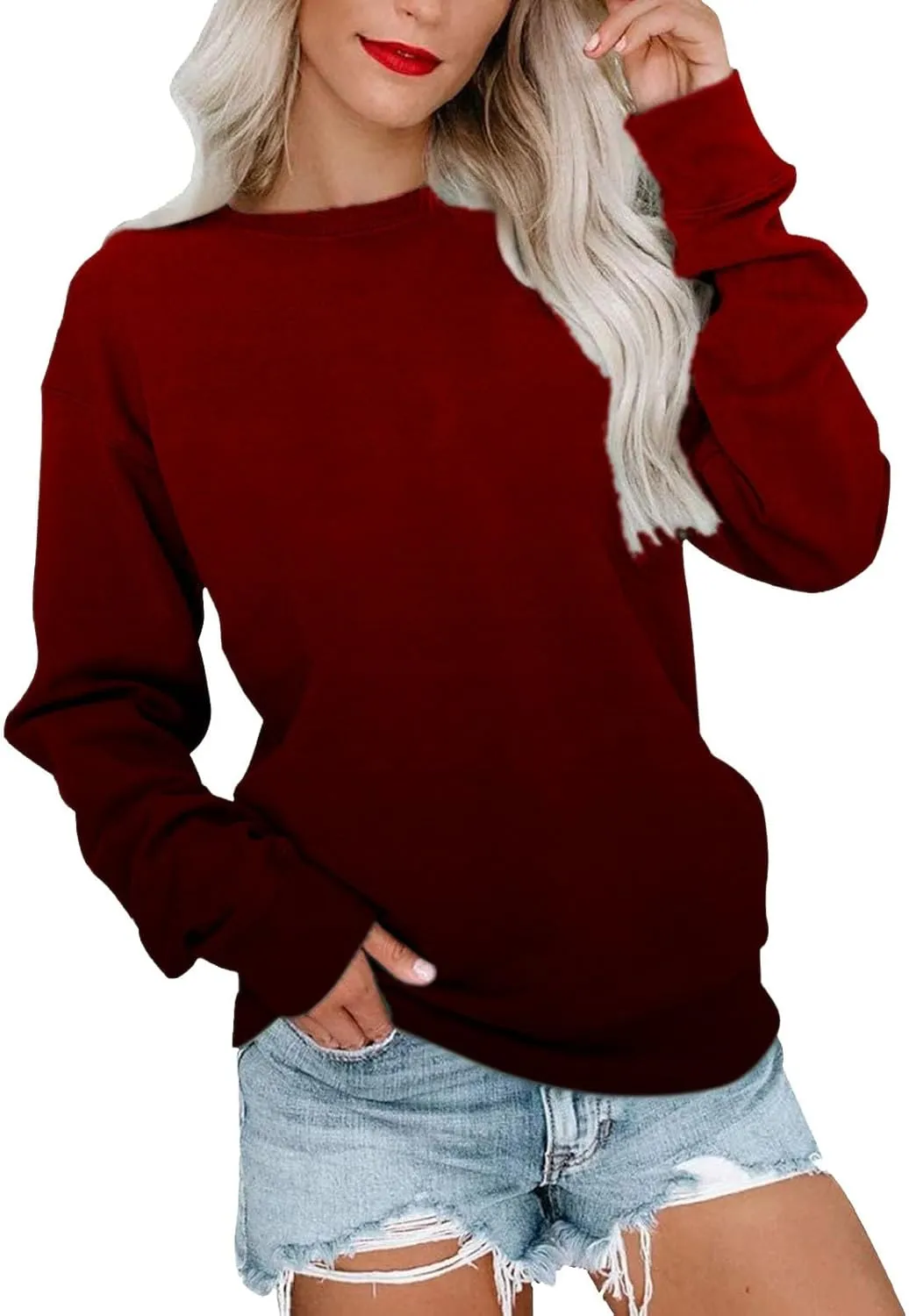 LCMTWX Womens Oversized Sweatshirts Long Sleeve Top Cute Pullover Loose Version Pullover Loose Soft Long Sleeve Pullover