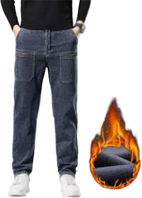 Mecutie Jeans, Men High Stretch Multi-Pocket Durable Cargo Pants, Men's Relaxed Fit Cargo Jeans
