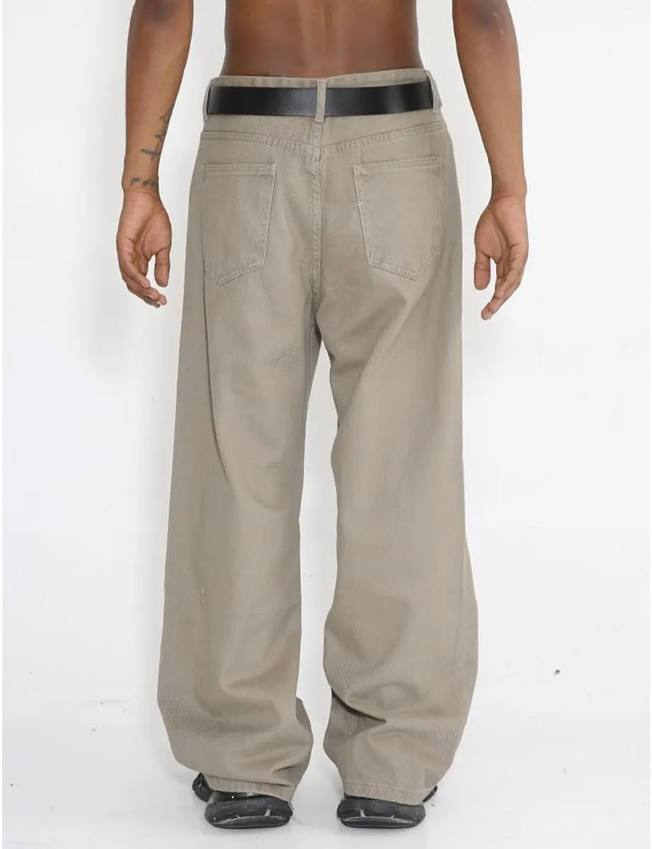 Men Casual High Waist Relaxed Fit Jeans Slim Fit Stretch Straight Wide Leg Jeans