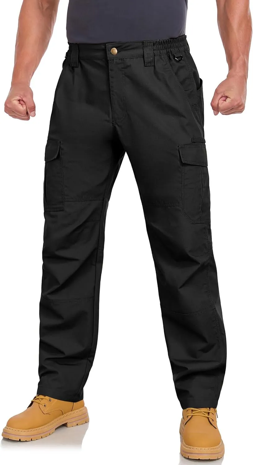 Mens Cargo Work Pants Ripstop Water Resistant Outdoor Tactical Utility Pants with 7 Pockets Hiking Construction Pants