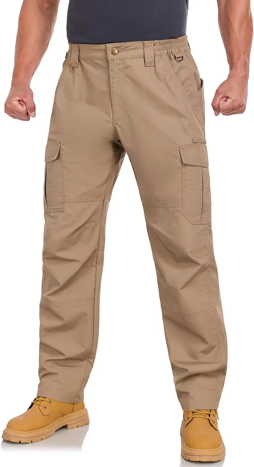 Mens Cargo Work Pants Ripstop Water Resistant Outdoor Tactical Utility Pants with 7 Pockets Hiking Construction Pants