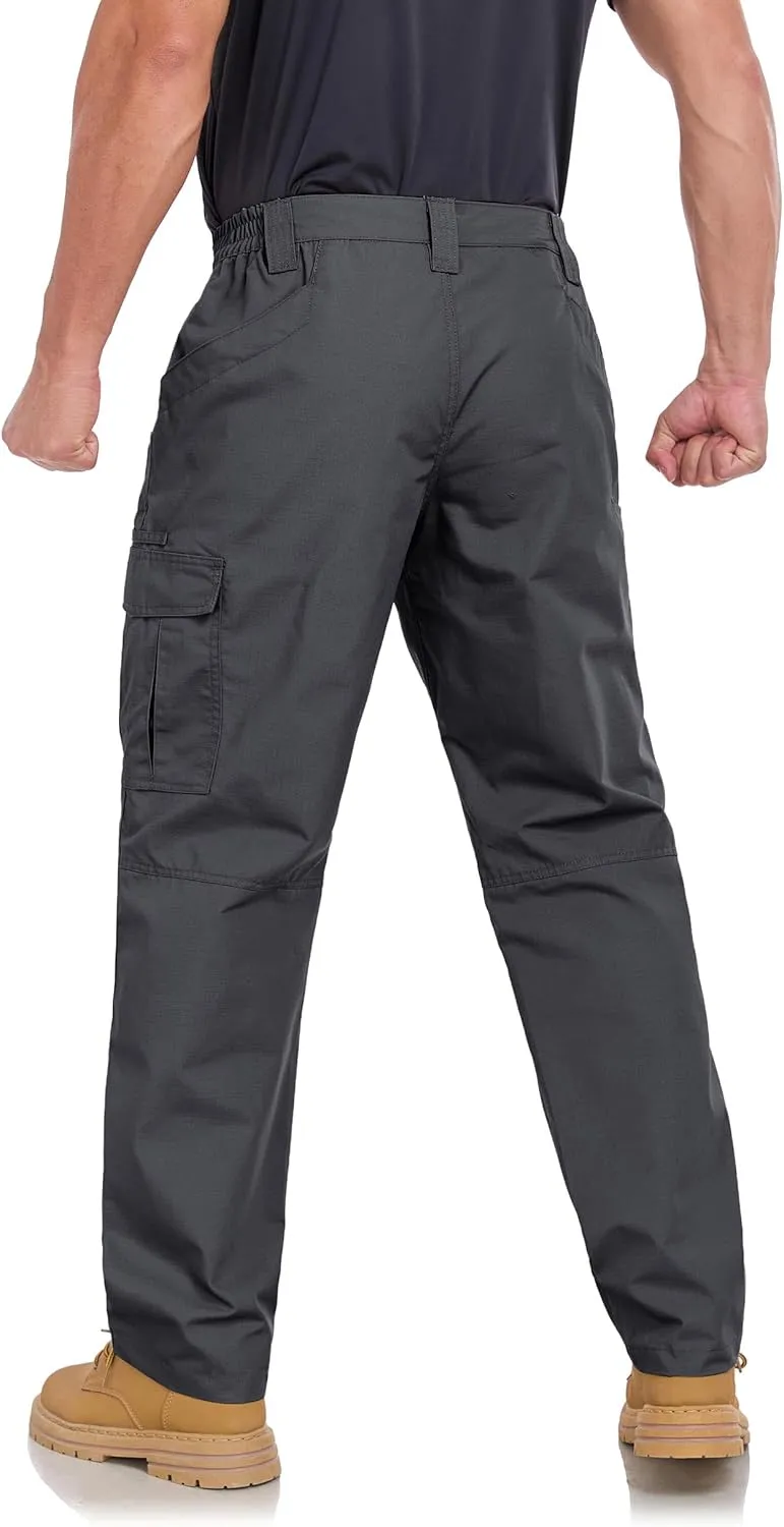 Mens Cargo Work Pants Ripstop Water Resistant Outdoor Tactical Utility Pants with 7 Pockets Hiking Construction Pants