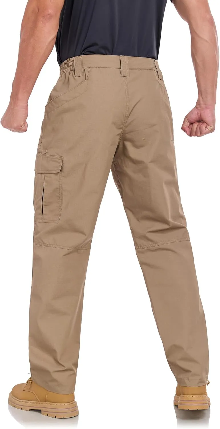 Mens Cargo Work Pants Ripstop Water Resistant Outdoor Tactical Utility Pants with 7 Pockets Hiking Construction Pants