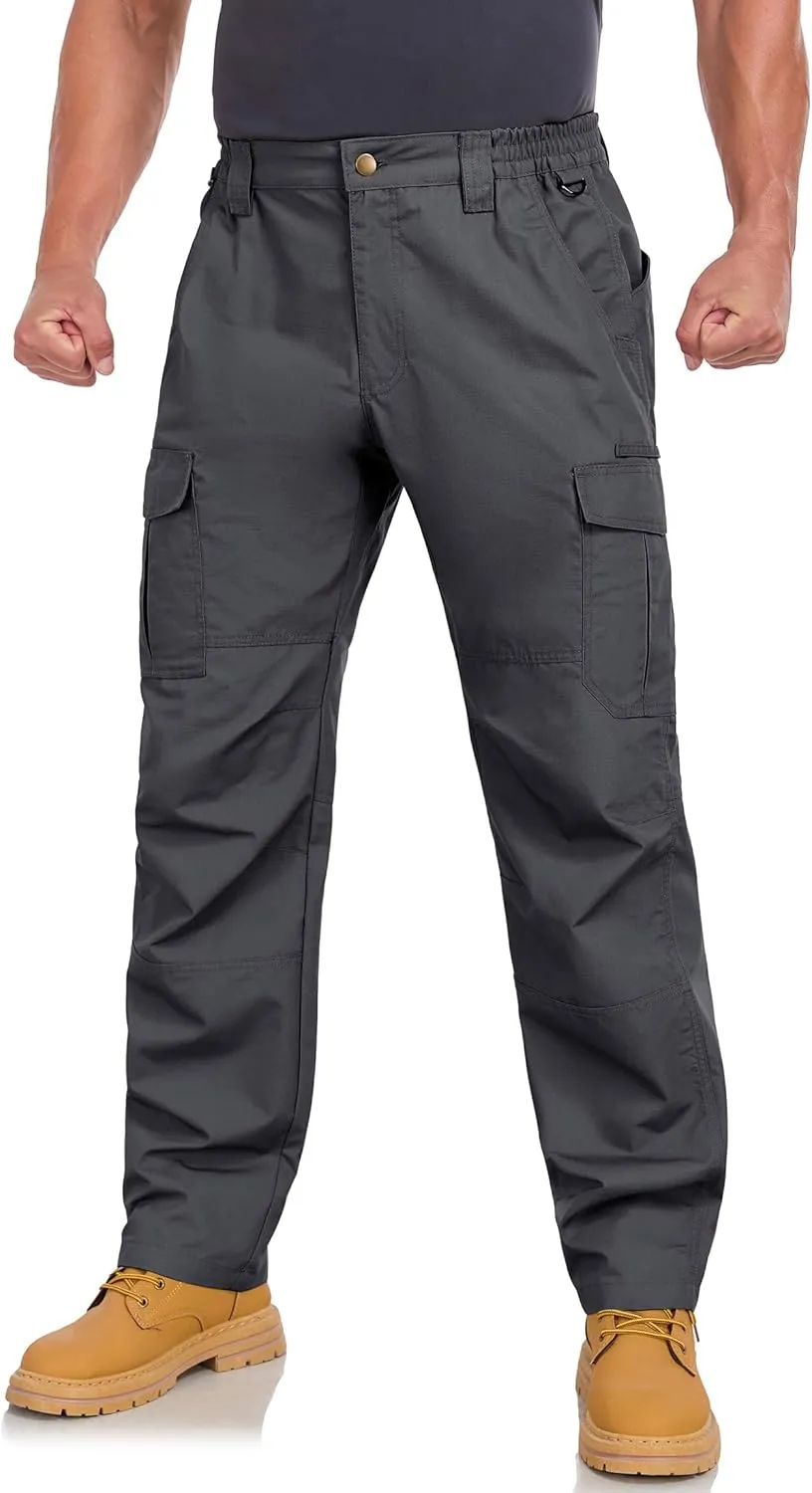 Mens Cargo Work Pants Ripstop Water Resistant Outdoor Tactical Utility Pants with 7 Pockets Hiking Construction Pants