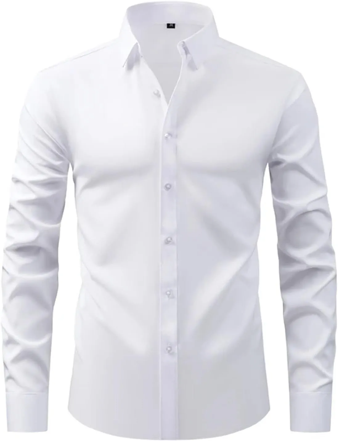 Mens Dress Shirts Wrinkle-Free Stretch Button Down Shirt Men Long Sleeve Slim Fit Formal Business
