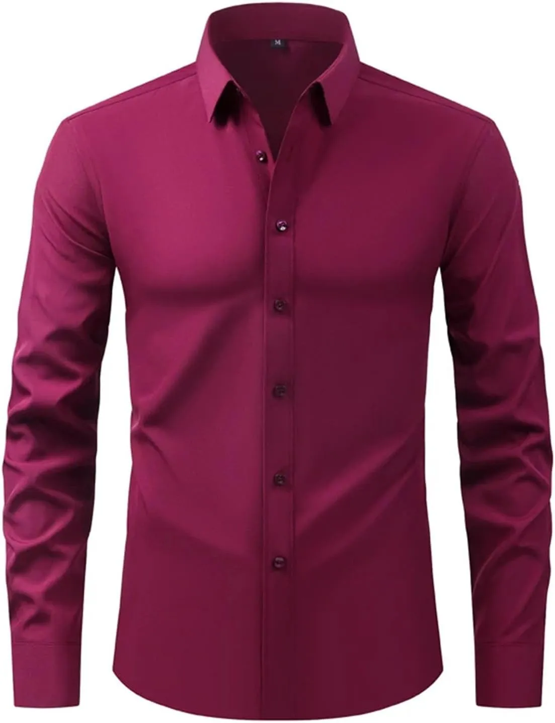 Mens Dress Shirts Wrinkle-Free Stretch Button Down Shirt Men Long Sleeve Slim Fit Formal Business