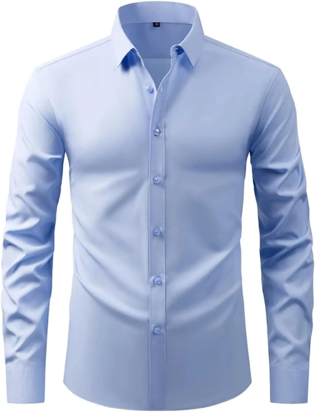 Mens Dress Shirts Wrinkle-Free Stretch Button Down Shirt Men Long Sleeve Slim Fit Formal Business