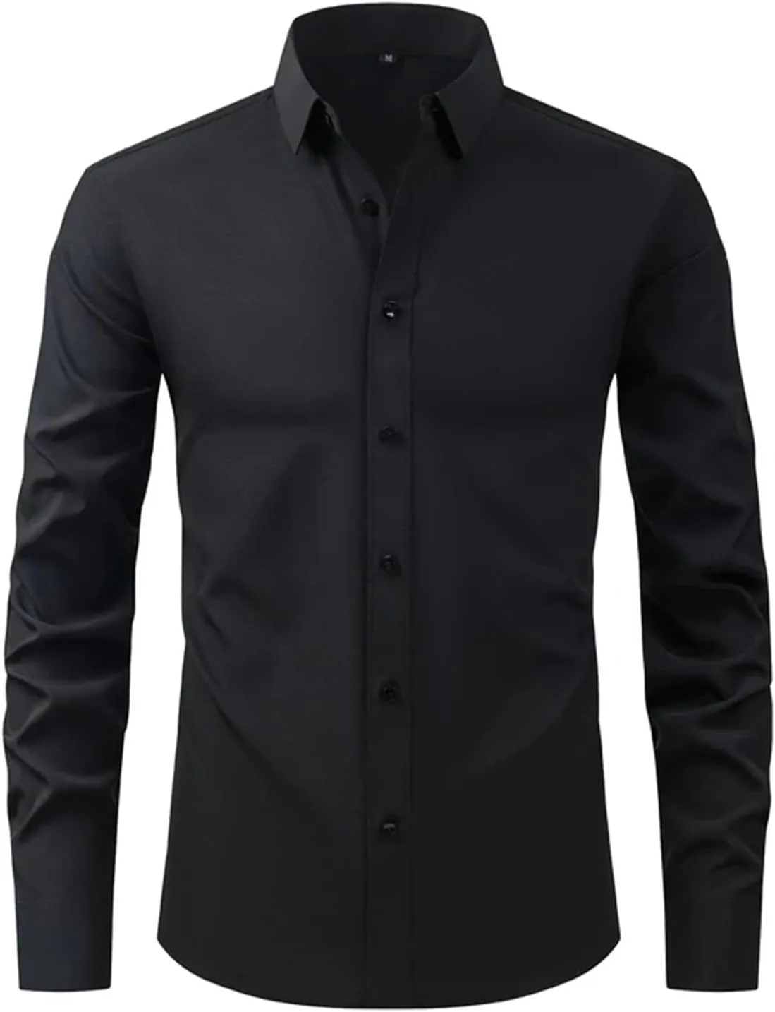 Mens Dress Shirts Wrinkle-Free Stretch Button Down Shirt Men Long Sleeve Slim Fit Formal Business