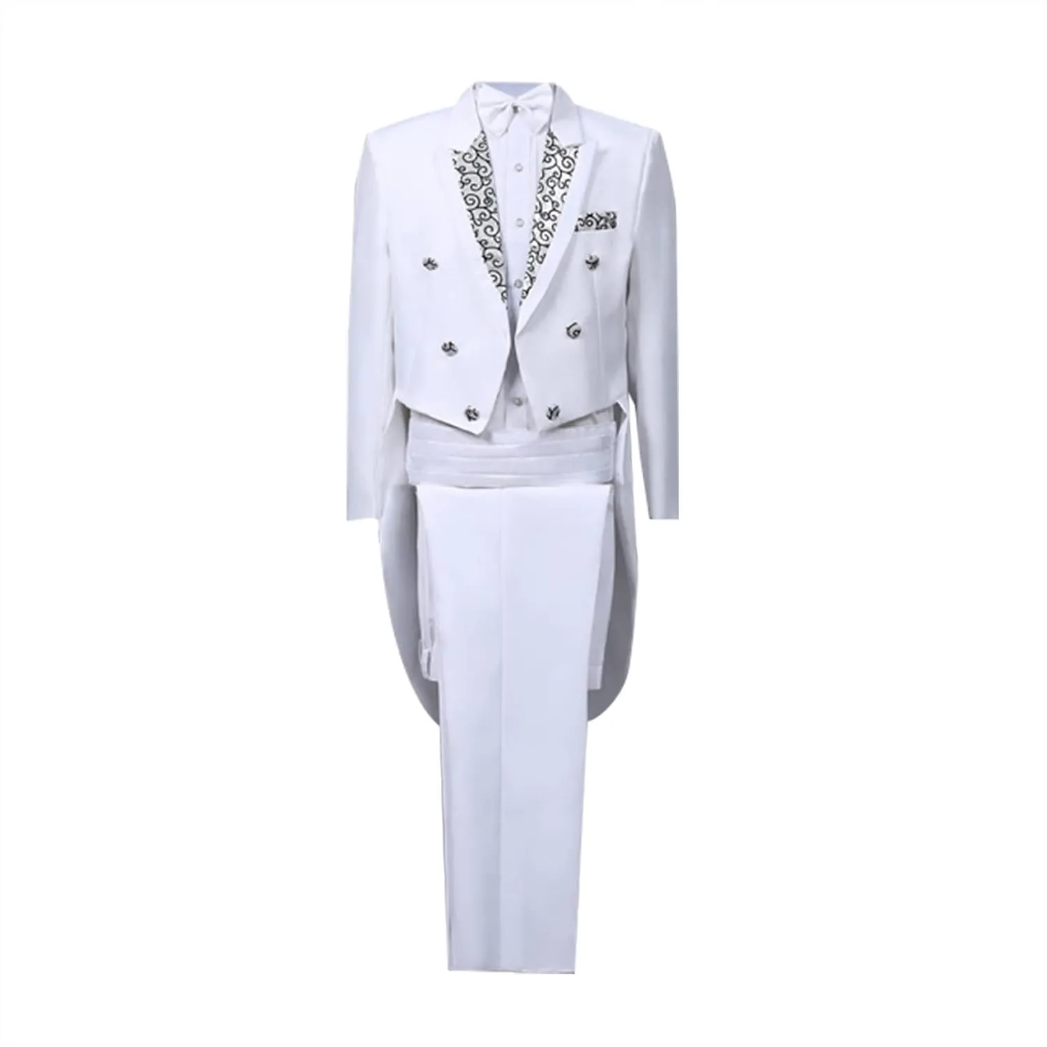 Men's Tailcoat Slim Fit 4-Piece Suit Dinner Jacket Swallow-Tailed Coat Double Breasted Lapel Elegant Prom Tuxedo