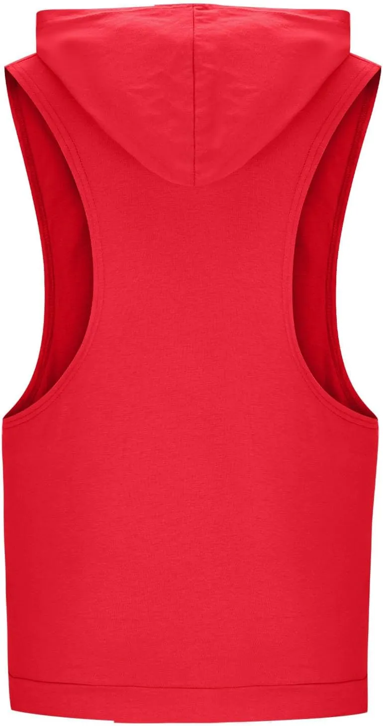 Mens Work Out Gym Beach Vest Hoods Coat for Man Sleeveless Hawaiian Cami Tank Hooded Tropical Fall Winter Vest 2025