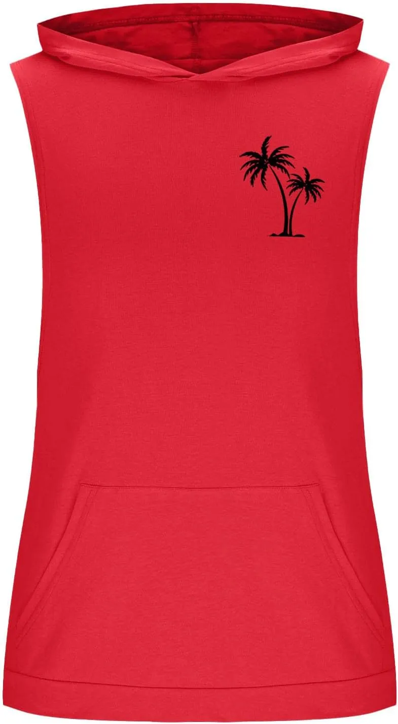 Mens Work Out Gym Beach Vest Hoods Coat for Man Sleeveless Hawaiian Cami Tank Hooded Tropical Fall Winter Vest 2025