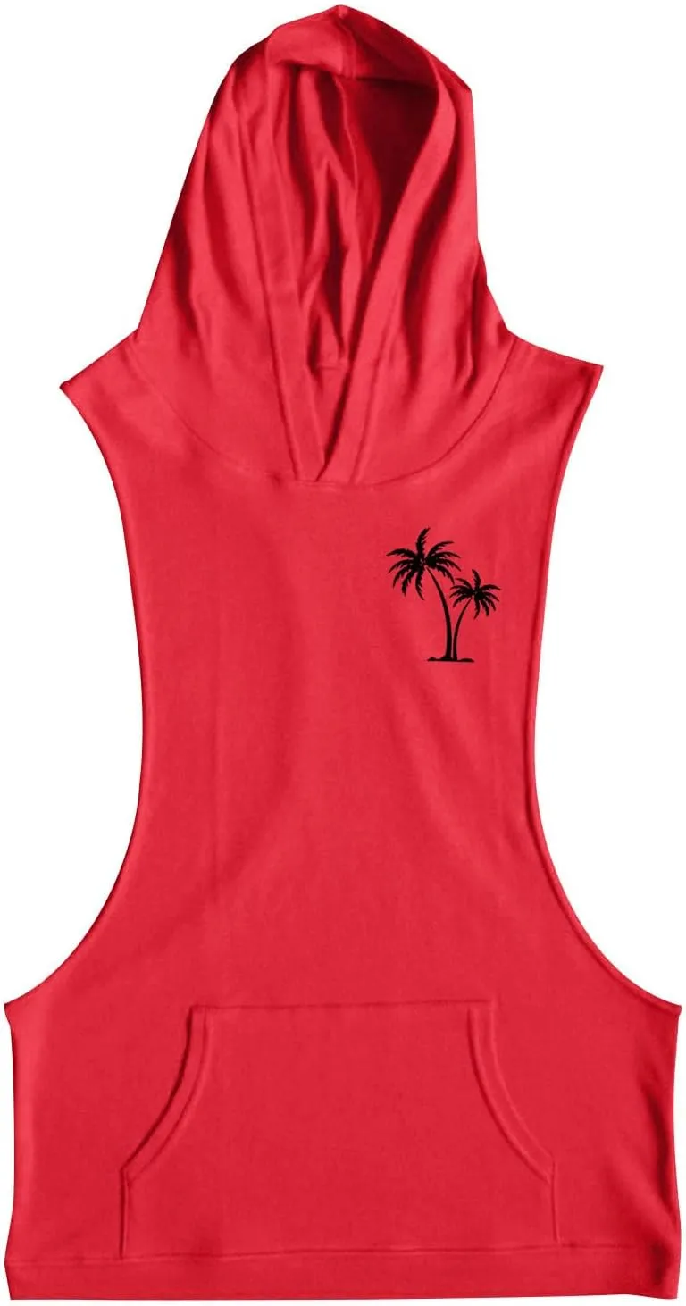 Mens Work Out Gym Beach Vest Hoods Coat for Man Sleeveless Hawaiian Cami Tank Hooded Tropical Fall Winter Vest 2025