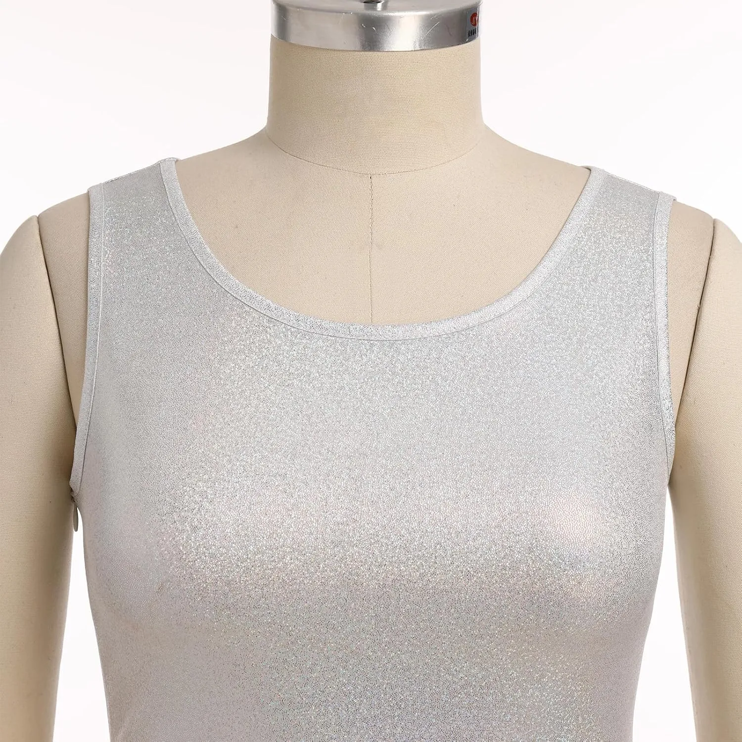 ODASDO Women's Asymmetrical Overlays Dresses Metallic Color Block Praise Lyrical Dance Dress Tunic Irregular Hem Dancewear