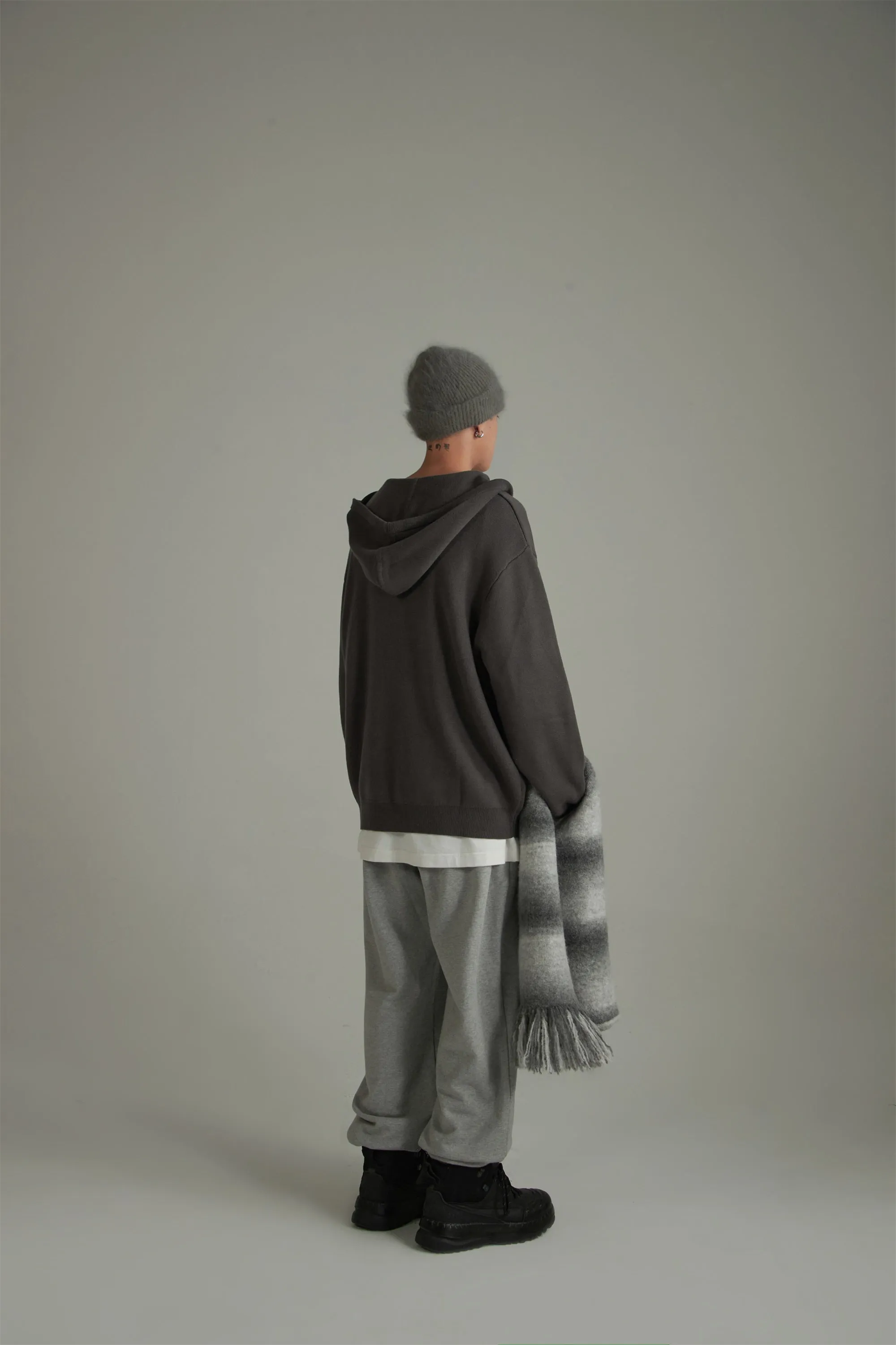 Simple V-Neck Loose Fit Hoodie