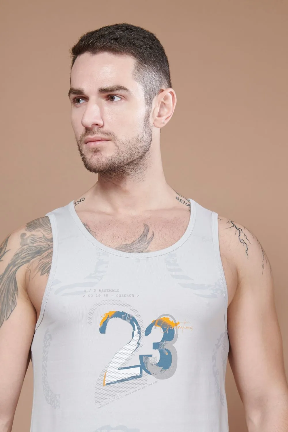 Sleeveless Printed Tank Tees – Silver