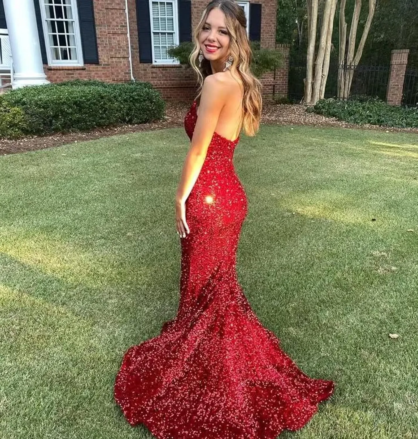 Sukleet Sparkly Sequin Prom Dresses 2025 Mermaid Formal Gowns Long Evening Dresses for Women