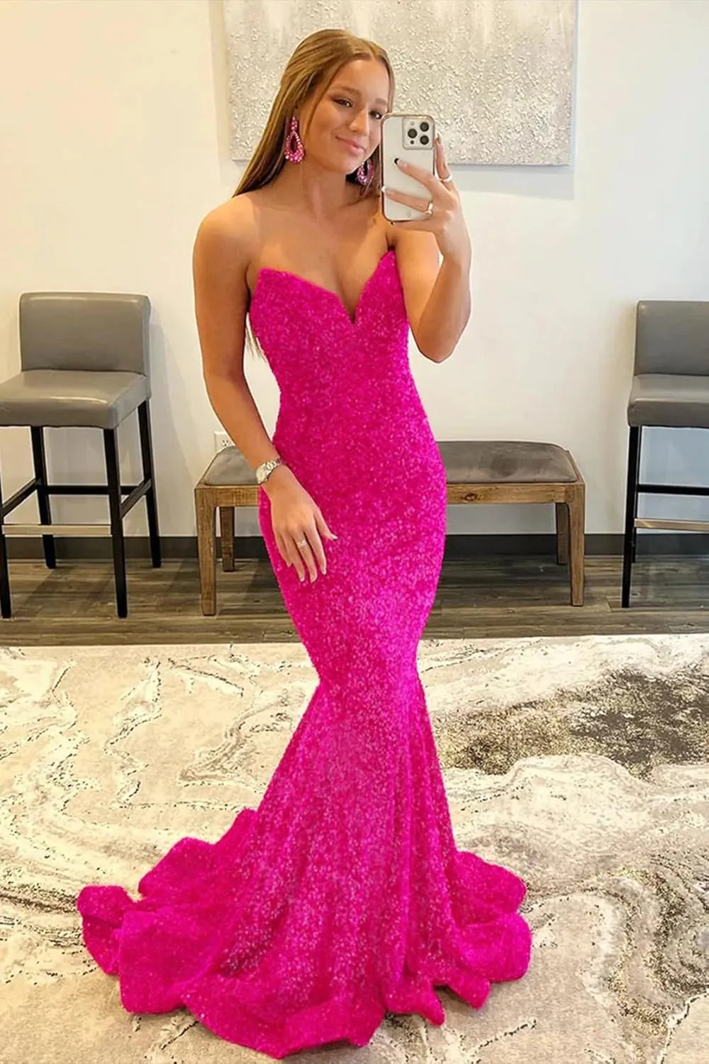 Sukleet Sparkly Sequin Prom Dresses 2025 Mermaid Formal Gowns Long Evening Dresses for Women