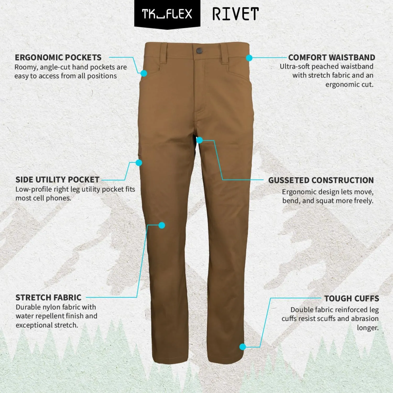 TK Flex Rivet Utility Men's Pant Coyote Brown