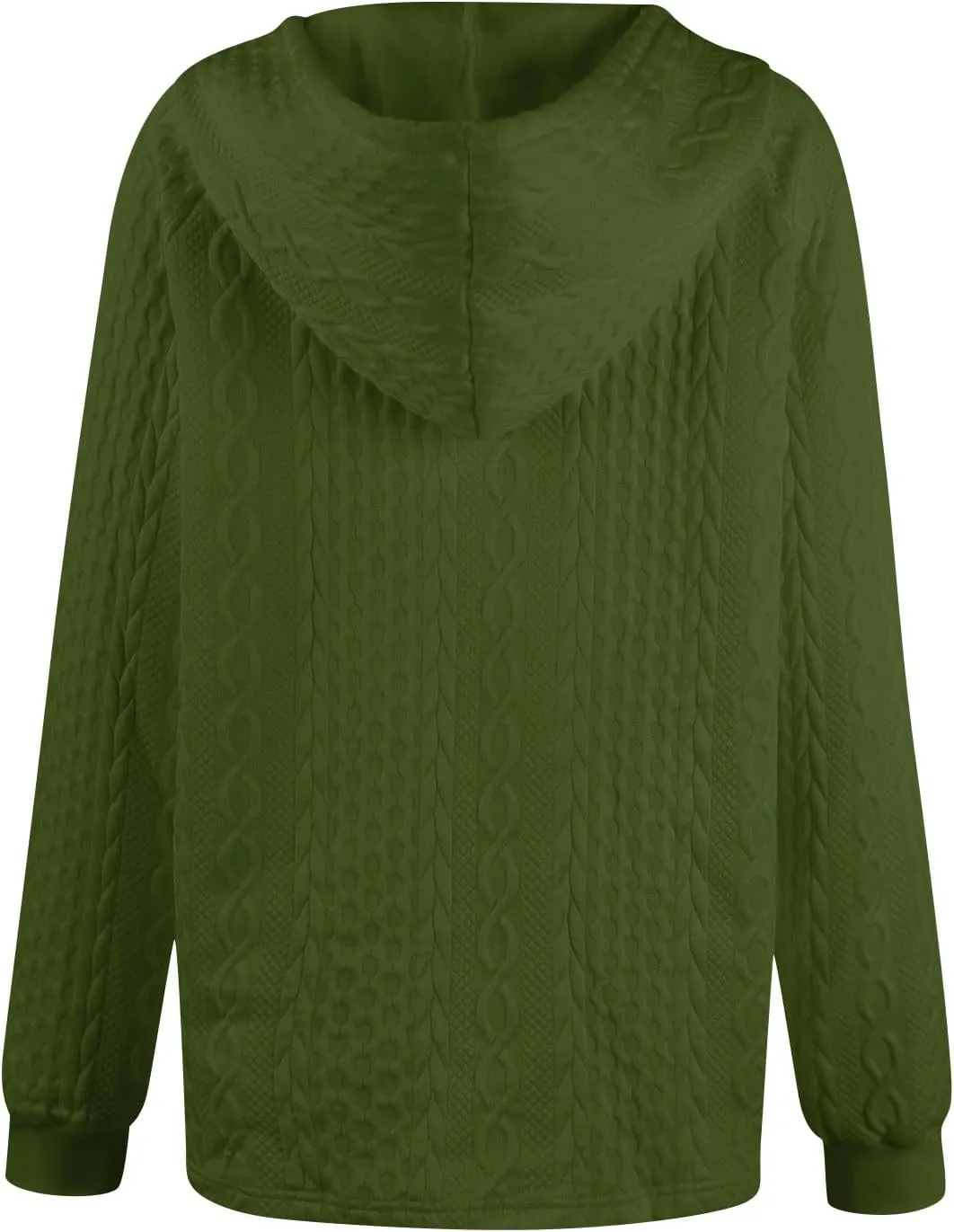 Women's Long Sleeve Hooded Trendy Drawstring Sweatshirt 2024 Button Loose V-Neck Top Comfy Slim Clothes
