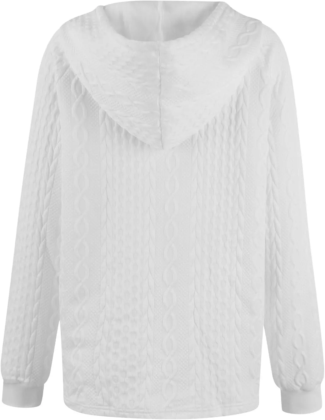 Women's Long Sleeve Hooded Trendy Drawstring Sweatshirt 2024 Button Loose V-Neck Top Comfy Slim Clothes