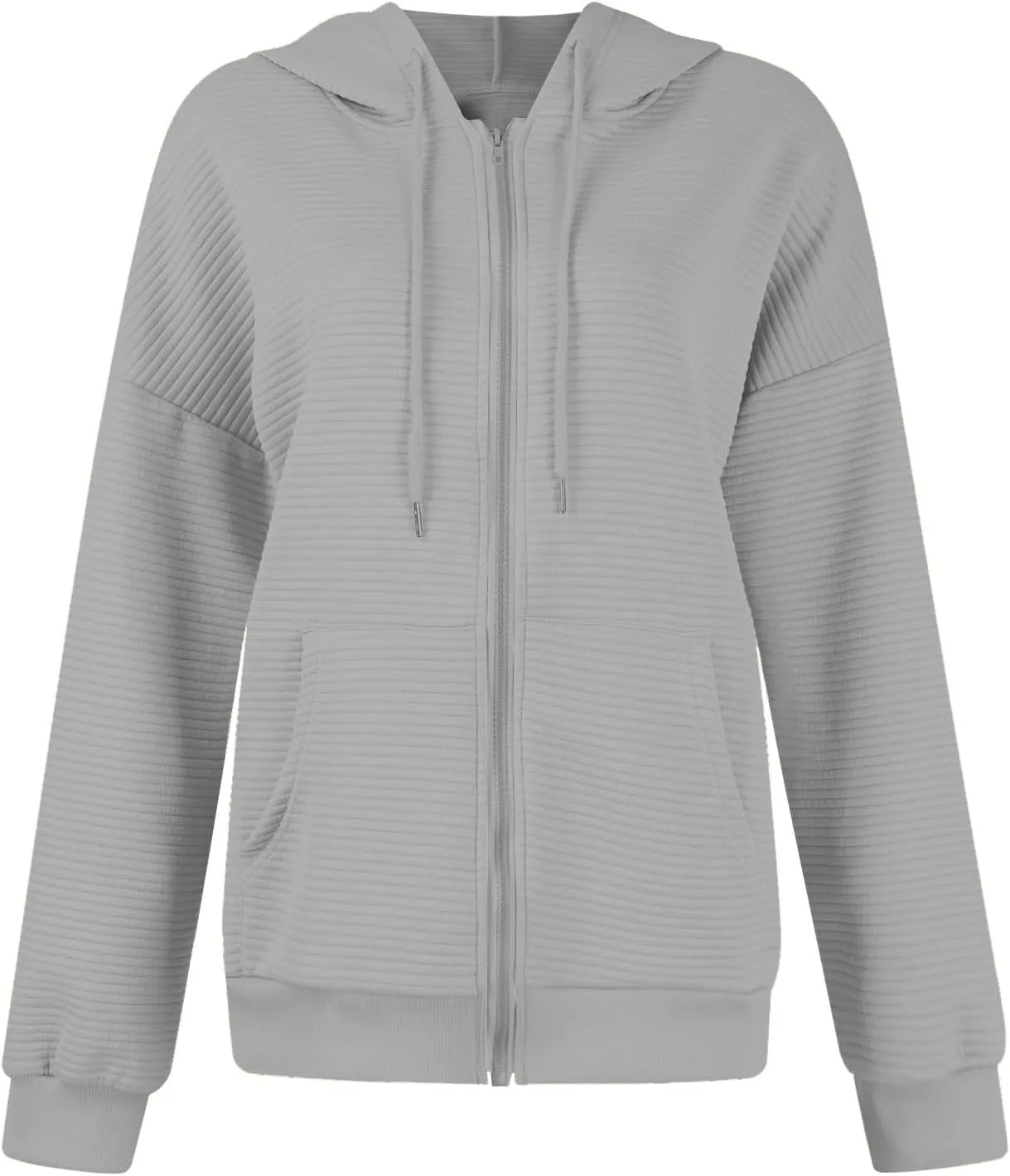 Womens Zip Up Hoodies Loose Fit Long Sleeve Oversized Sweatshirts Drawstring Y2K Lightweight Jackets with Pockets