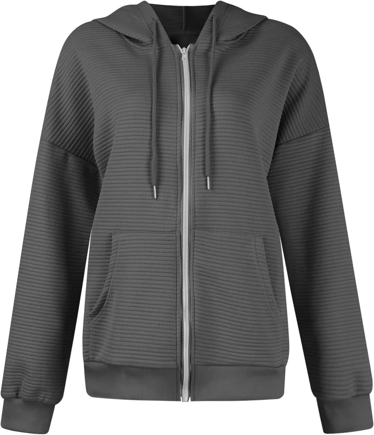 Womens Zip Up Hoodies Loose Fit Long Sleeve Oversized Sweatshirts Drawstring Y2K Lightweight Jackets with Pockets